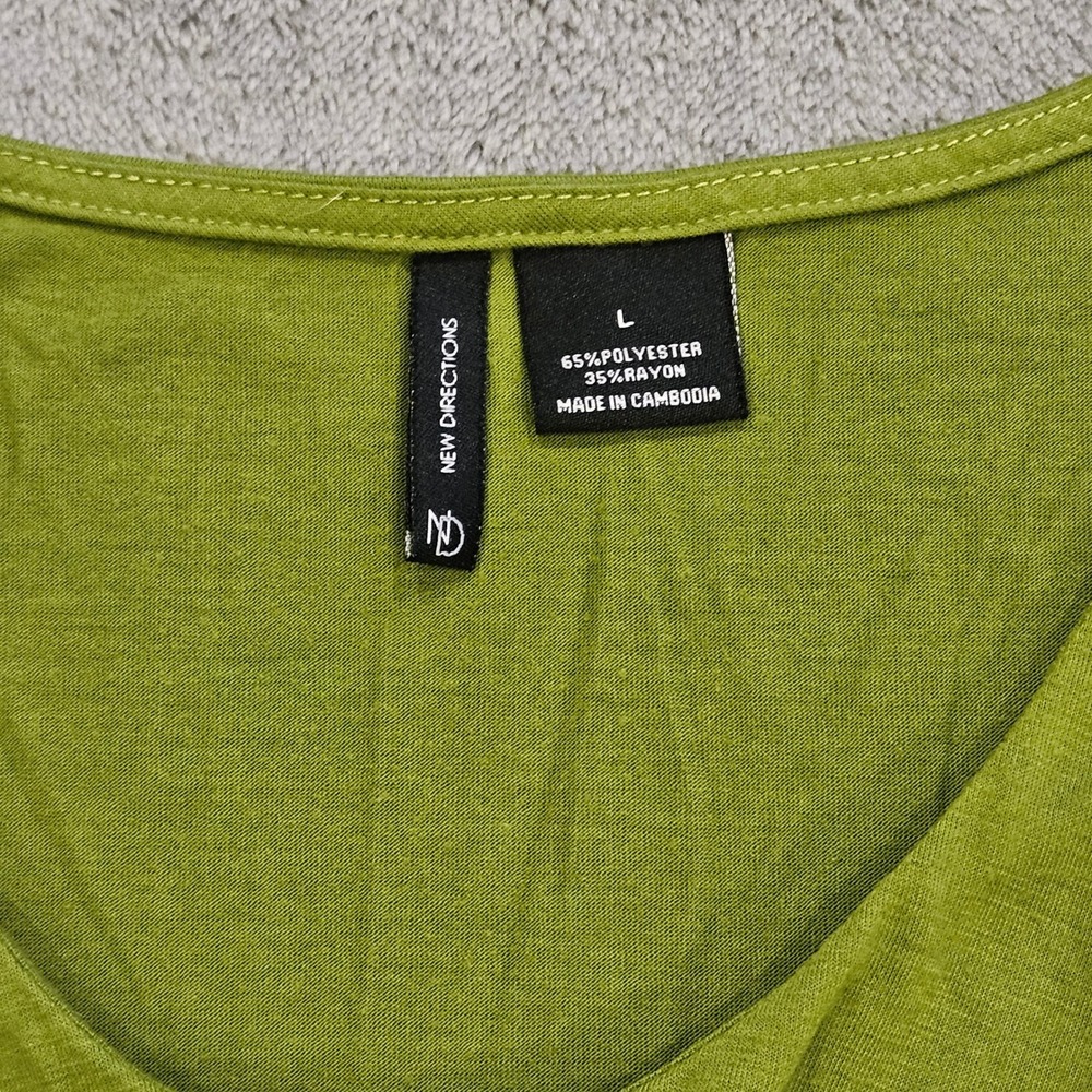 New Directions Olive Green Ruffle Tiered Sleeveless Tank Top Womens Large - Picture 2 of 5